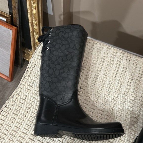 Coach Black Monogram Knee-High Boots - Picture 3 of 5